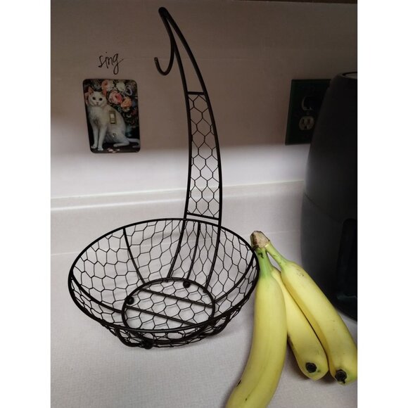 Banana Fruit Basket Hanging Hook Rustic Dark Brown Iron - Picture 5 of 10
